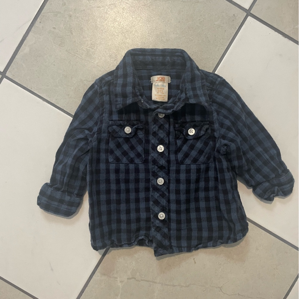 💚SALE $5/20 or $7/30 Joe Fresh Navy Checkered Kids Button Down Shirt
